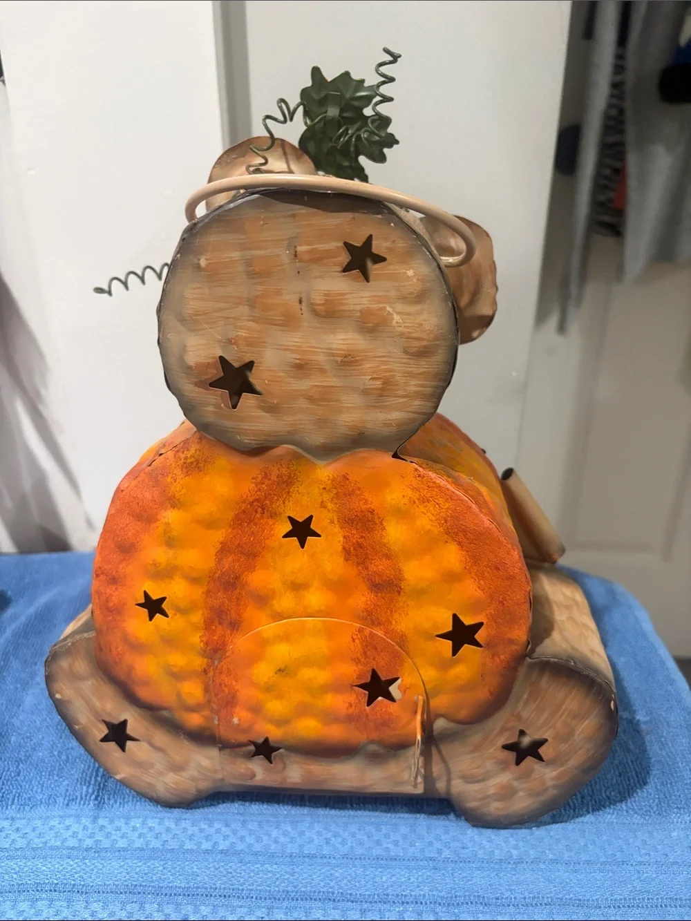 Home Interiors Orange & Brown Bear Pumpkin Fall Accent